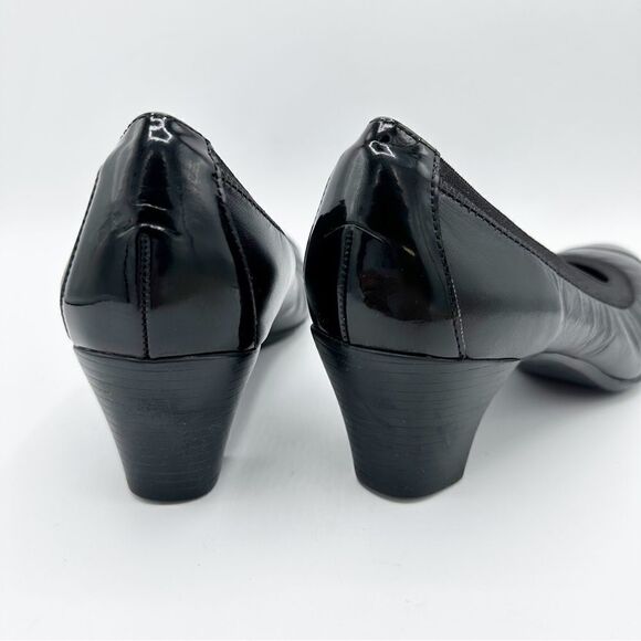Munro Black Leather and Patent "Odette" Cap Toe Pumps Heels Sz Comfort 7.5M - Picture 6 of 16